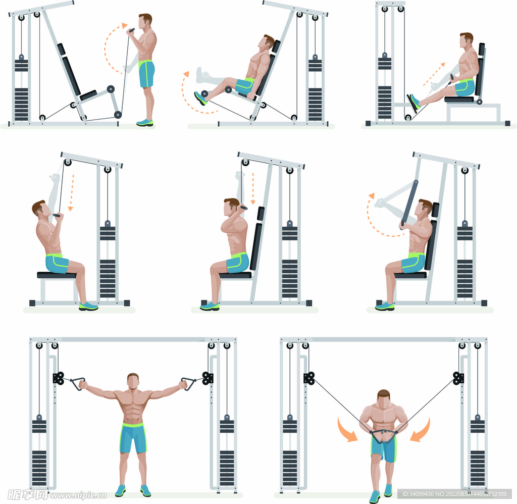 ai矢量男子健身动作分解
