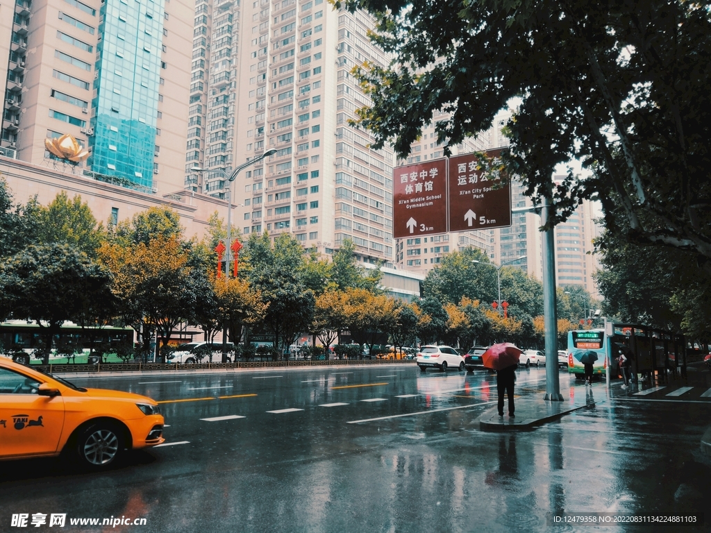 雨天街道  下雨了  雨天的路