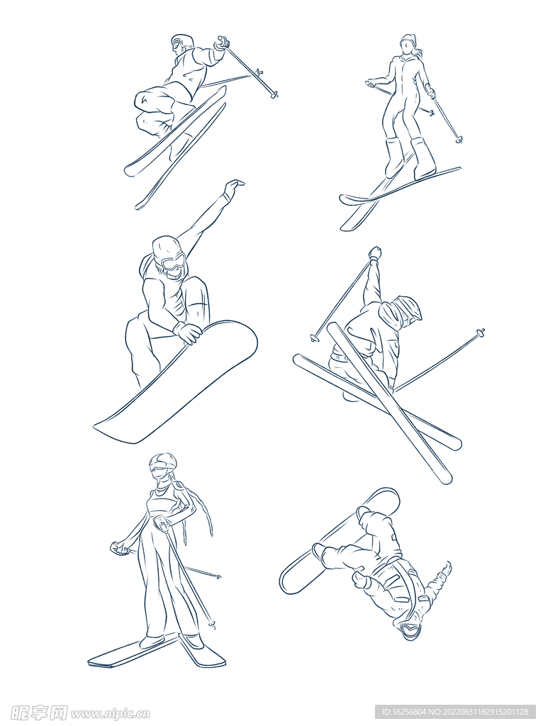 跳台滑雪人物剪影矢量素材