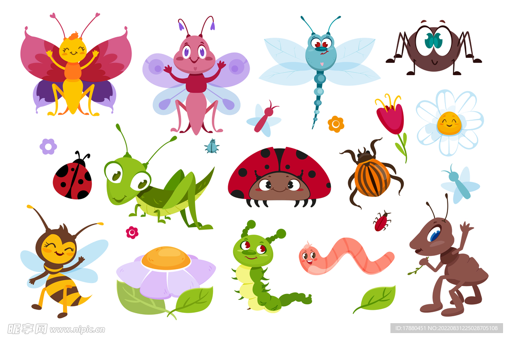 可爱昆虫插画