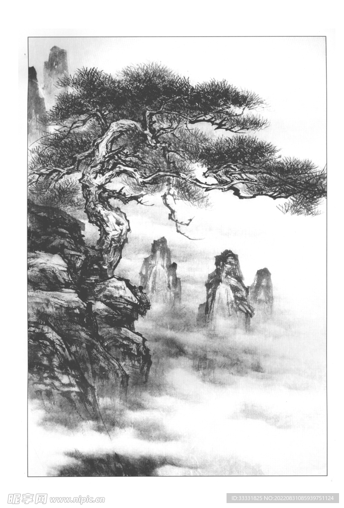 白描山水
