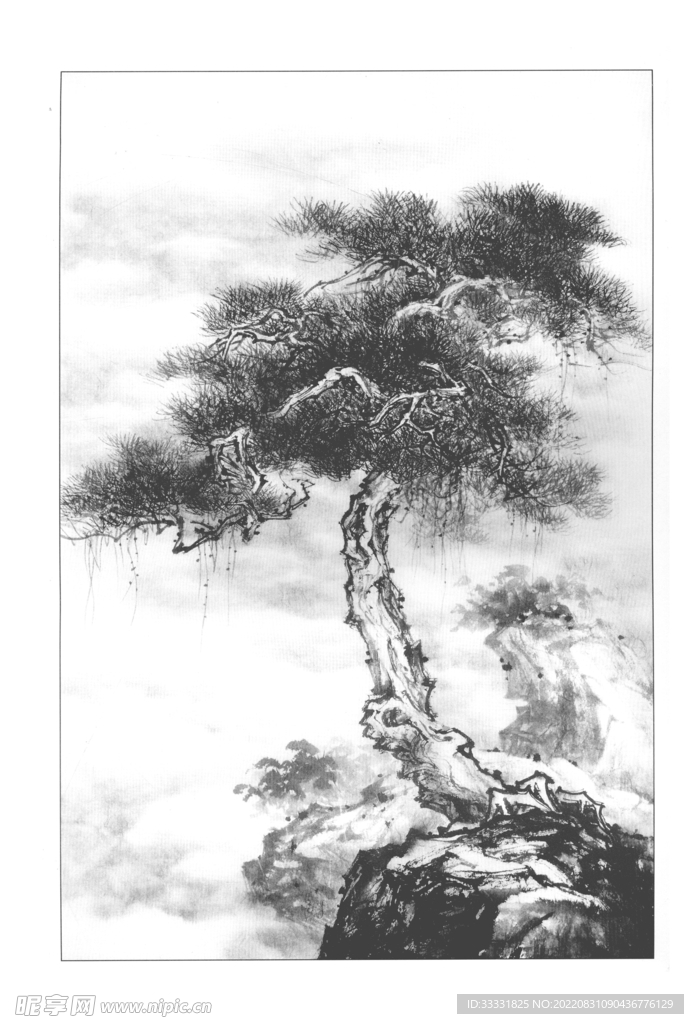 白描山水