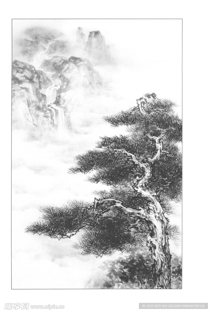 白描山水
