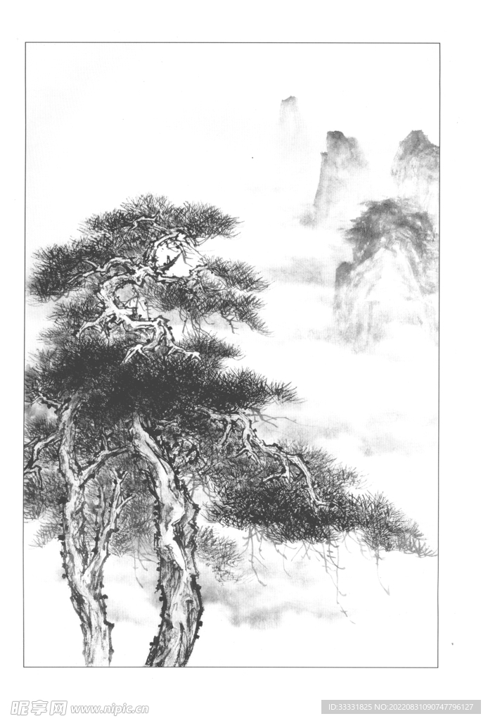 白描山水