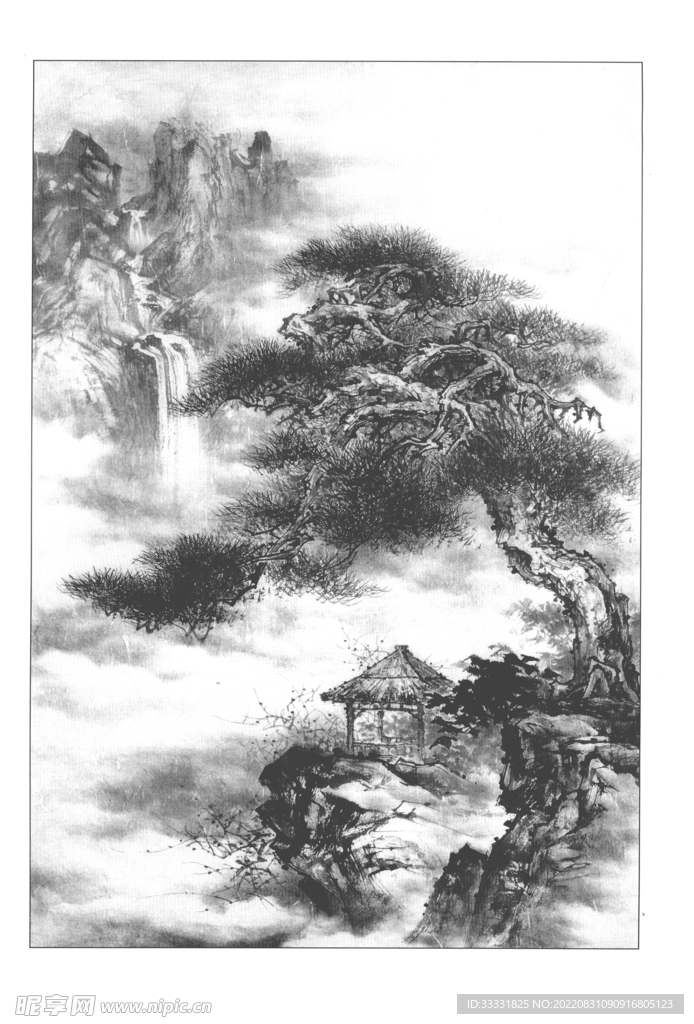 白描山水