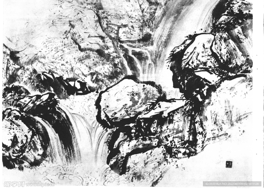 白描山水