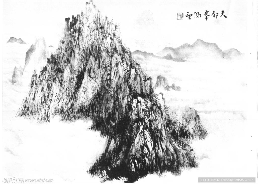 白描山水