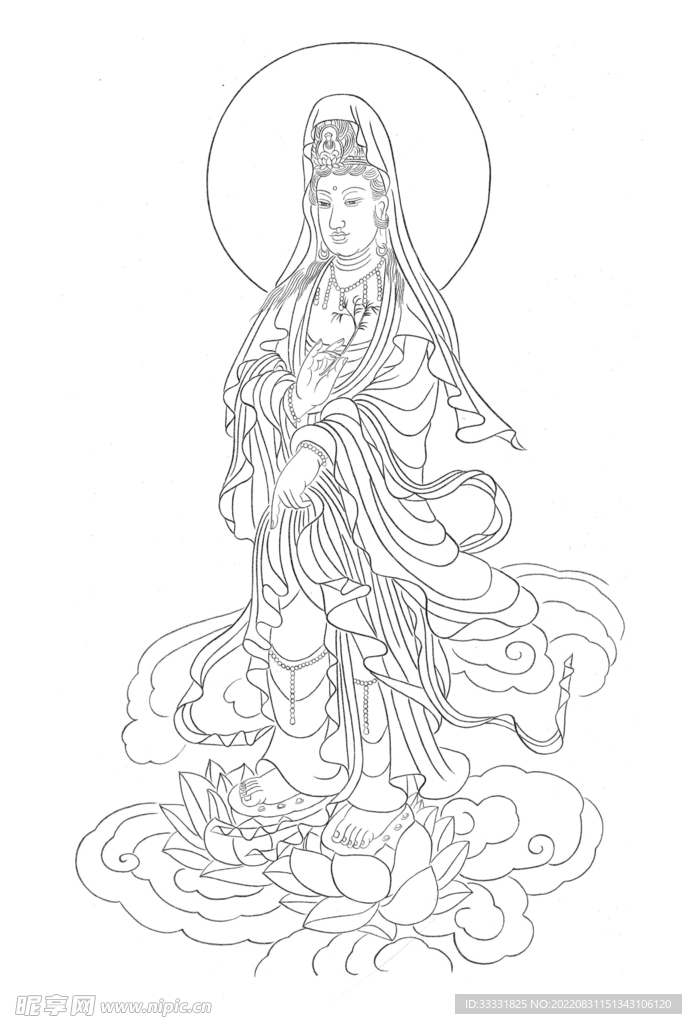 白描观音