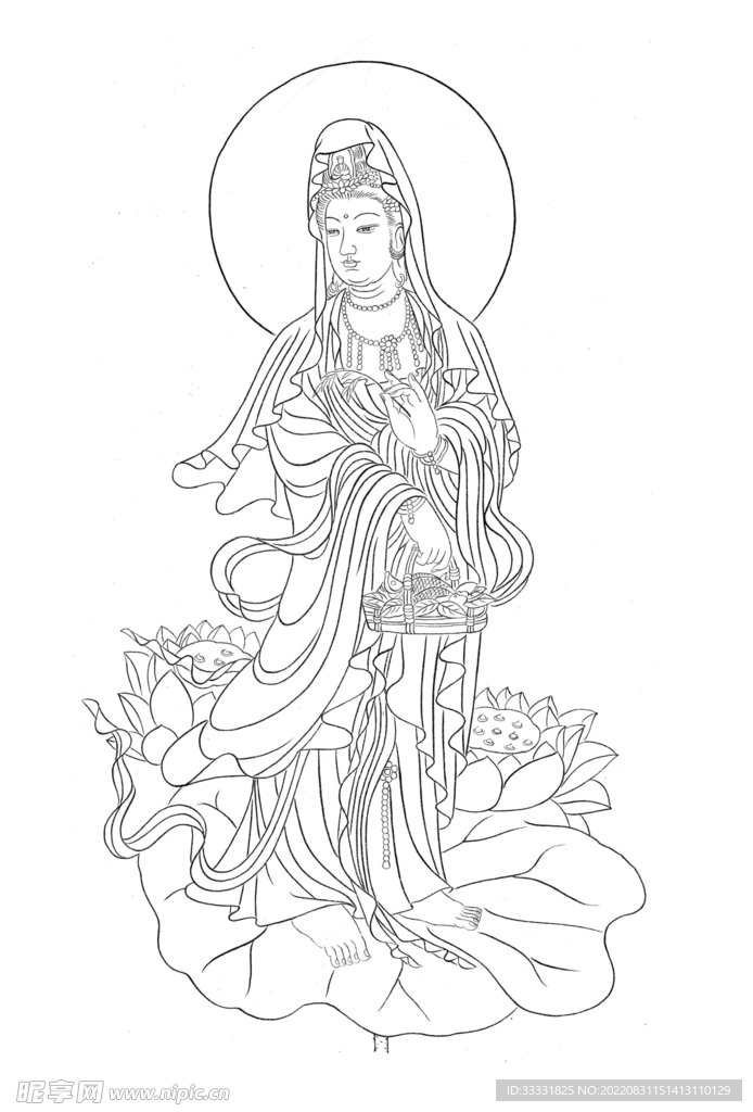 白描观音