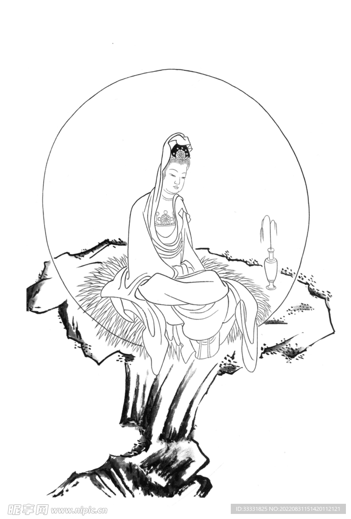 白描观音