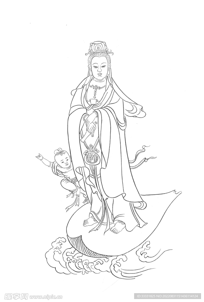 白描观音