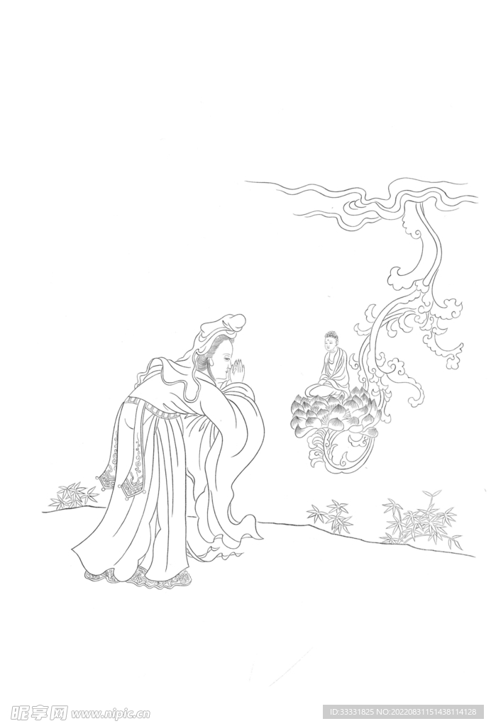 白描观音