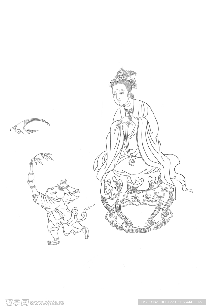 白描观音