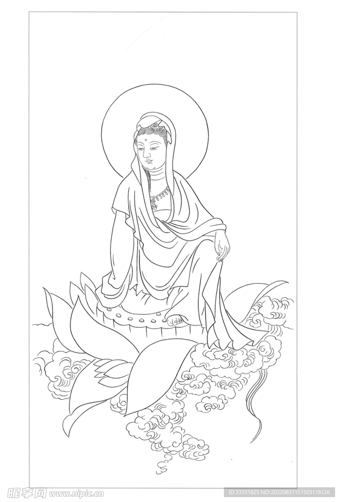 白描观音
