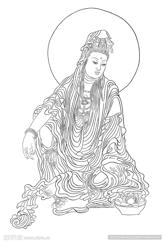 白描观音