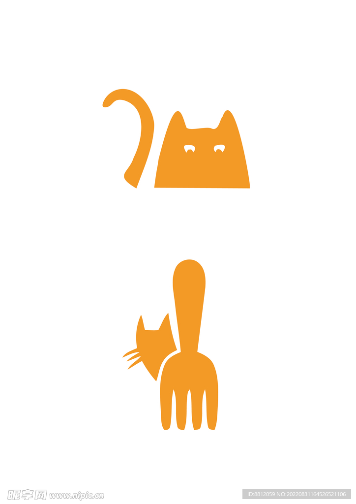 猫卡通剪影LOGO 