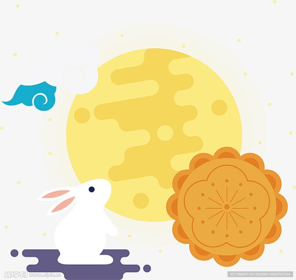 中秋节圆月月饼玉兔