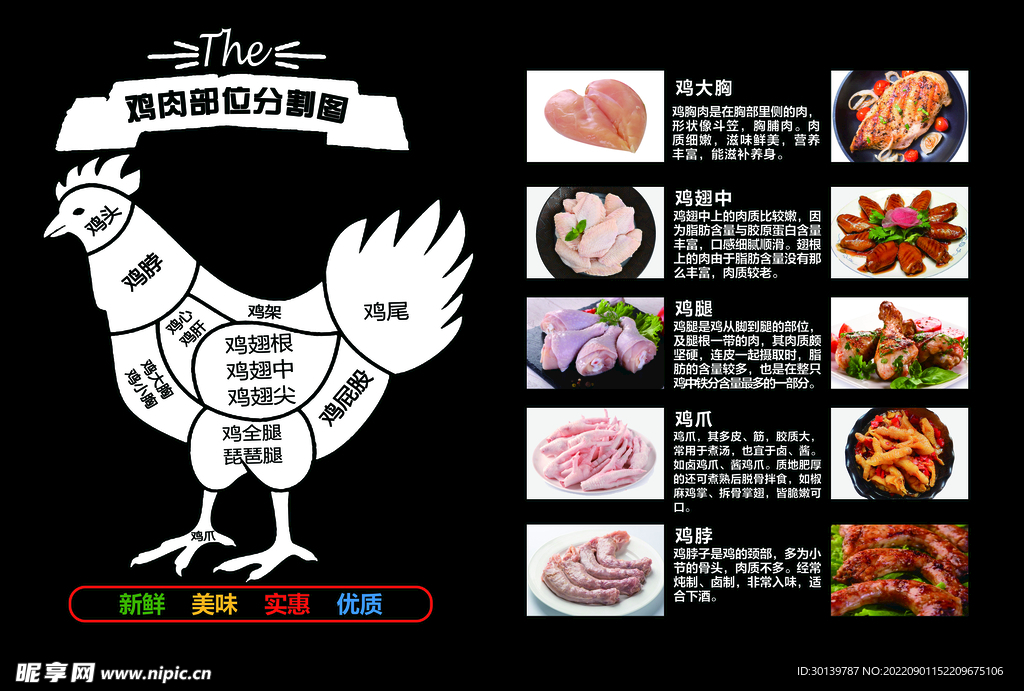 鸡肉分割图