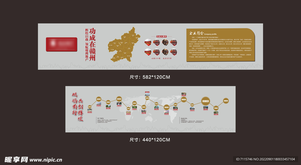 地产公司企业历程背景墙