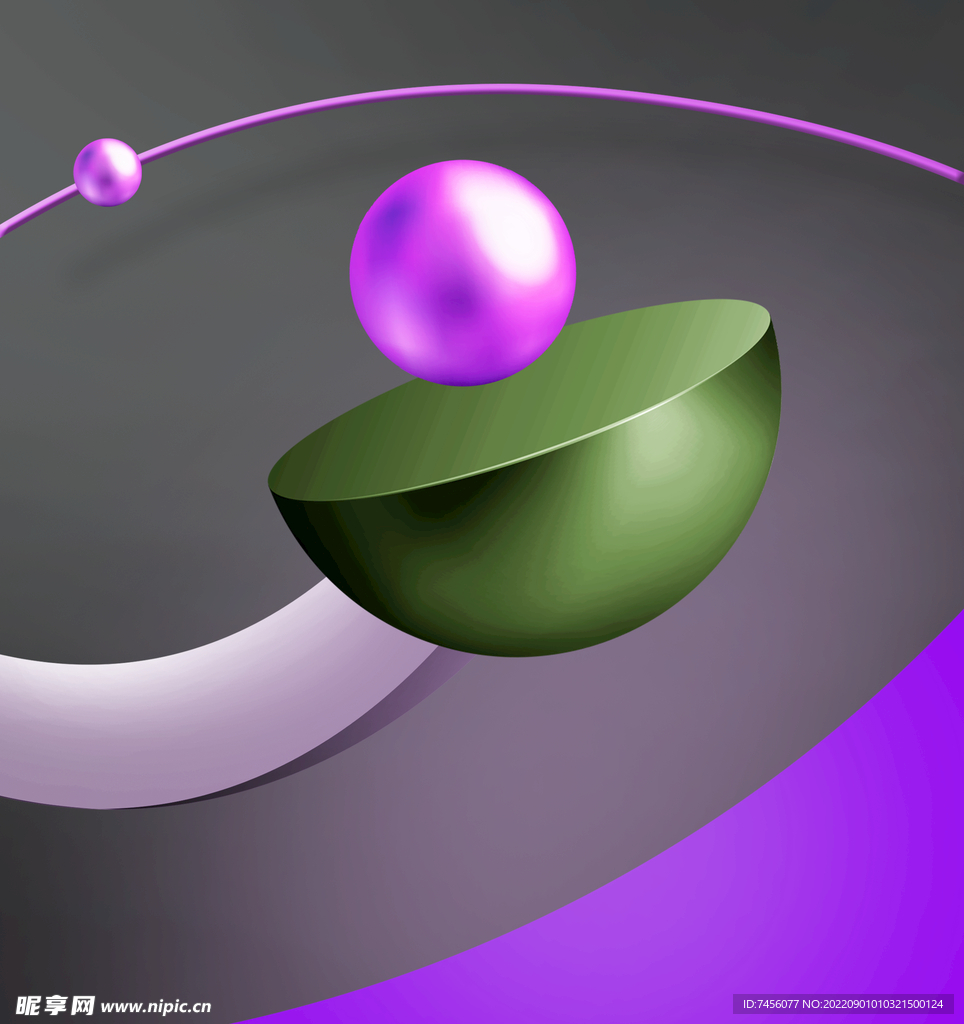 紫色球半圆球立体挂画装饰画