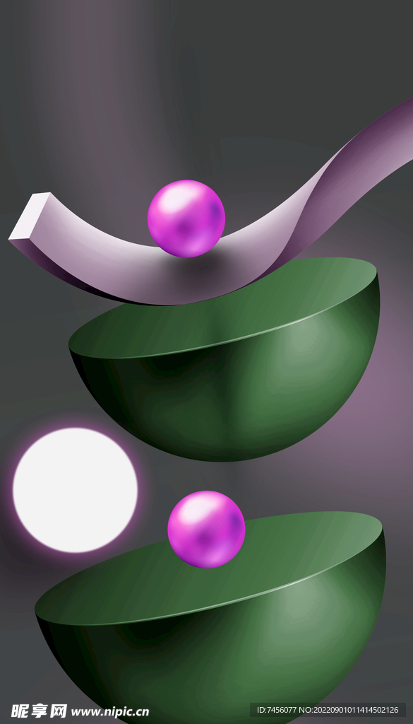 紫色球半圆球立体挂画装饰画