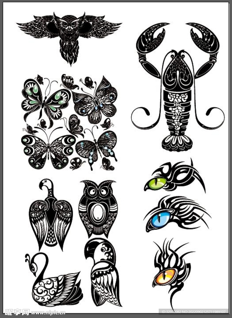 动物昆虫纹身图