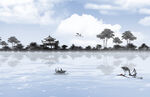 中国风山水画风景