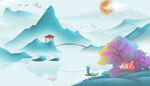 中国风山水画风景