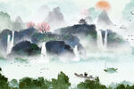 中国风山水画风景