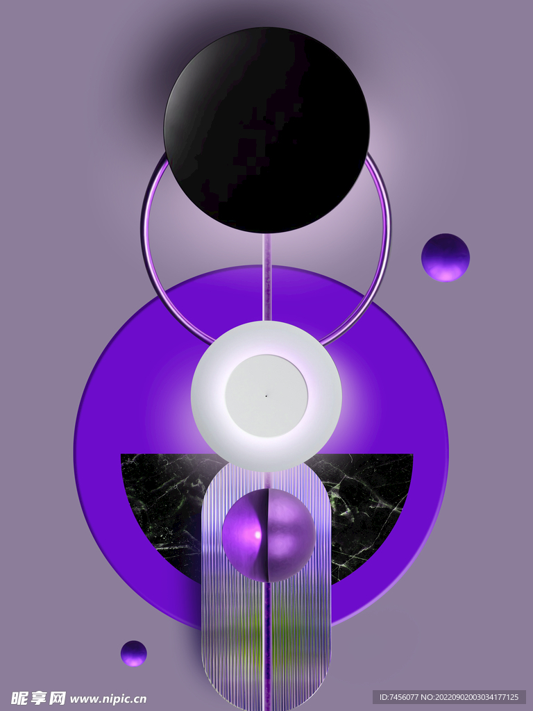 紫色圆时尚圆环艺术挂画装饰画