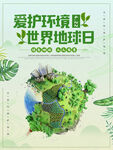 世界地球日 爱护 节能 节约 
