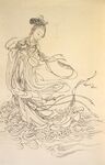 工笔白描人物