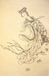 工笔白描人物