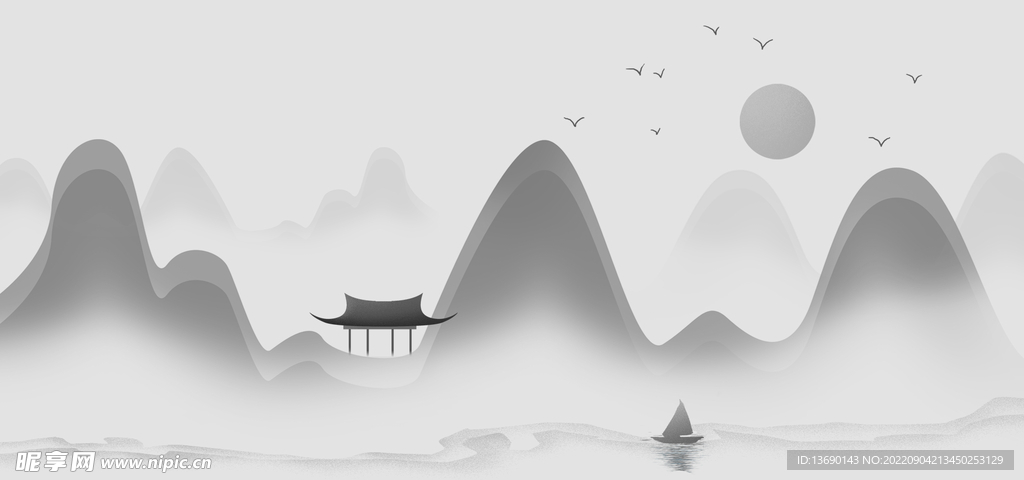 水墨插画 水墨 中国风 背景 