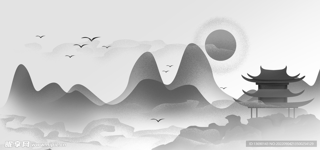 水墨插画 水墨 中国风 背景 