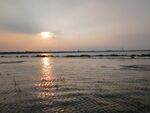 湖面夕阳日落