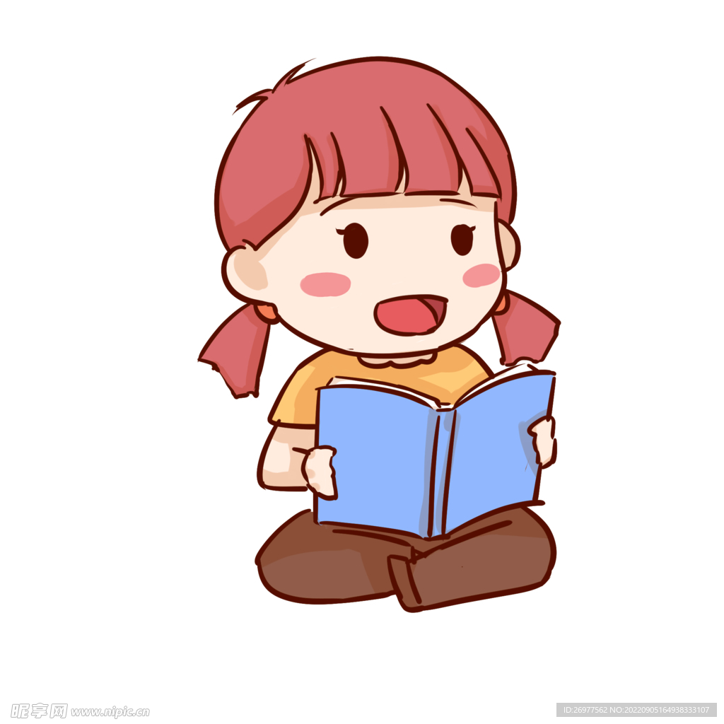  小女孩看书 