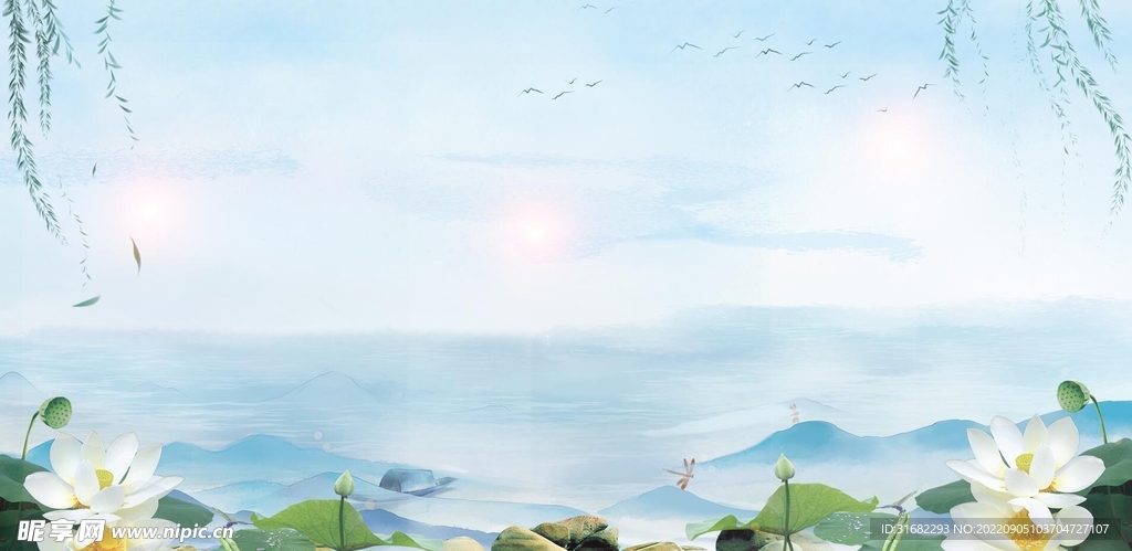 清明初夏海报荷花