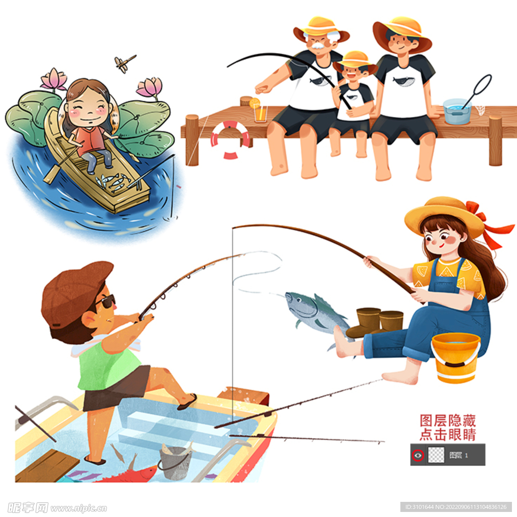 Lovely Little Girl Fishing Game Lotus, Little Girl Clipart, Solar Terms ...