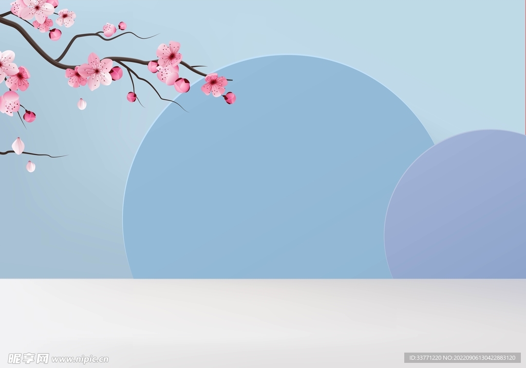 蓝色几何植物背景