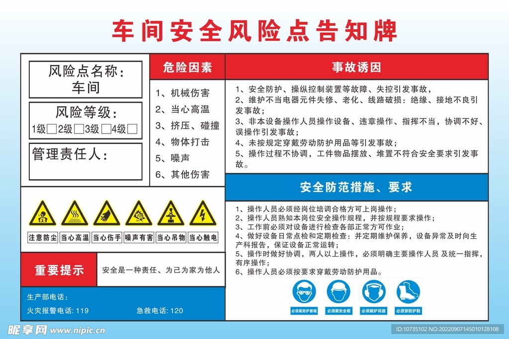 车间安全风险点告知牌