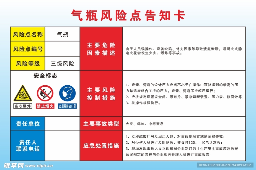 气瓶风险点告知卡