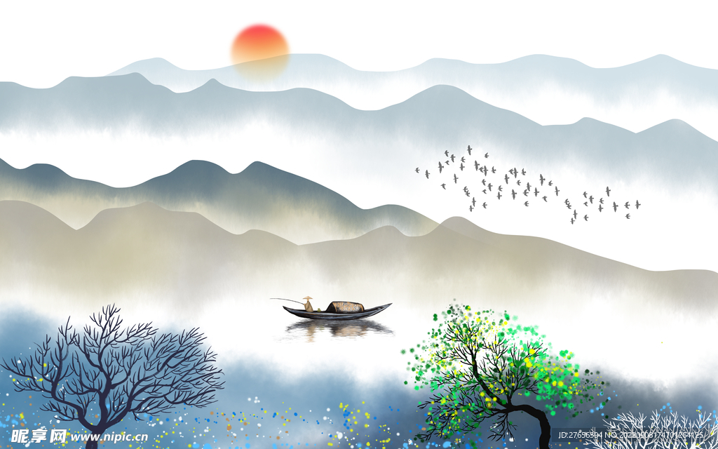 水墨山水画 