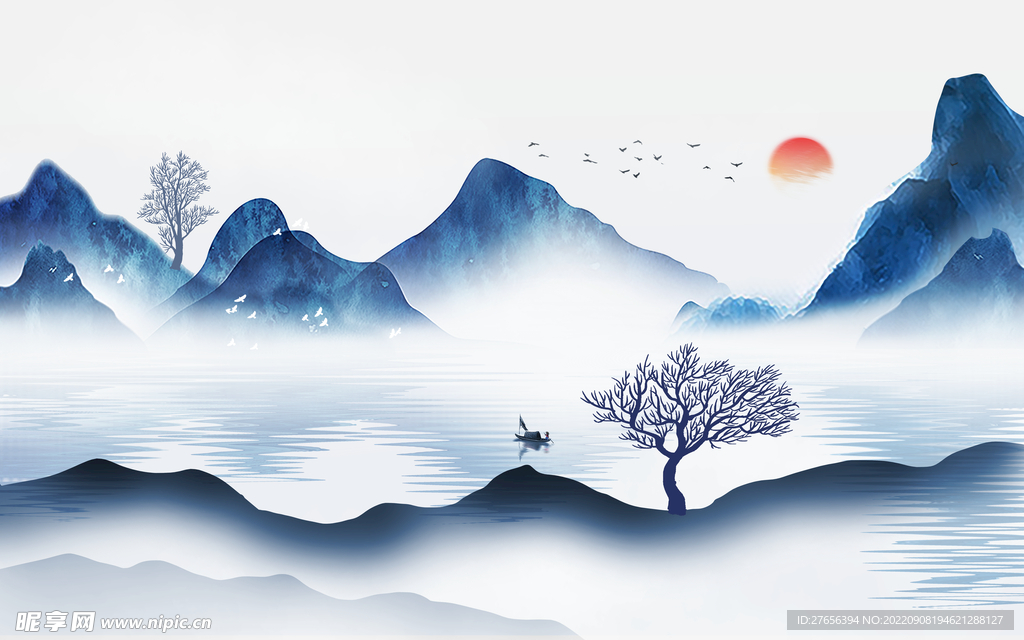 水墨山水画 
