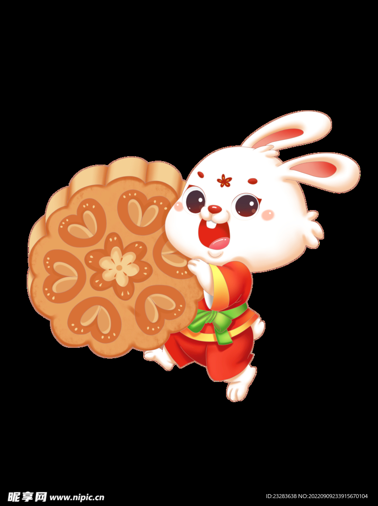 中秋拿月饼的兔子