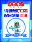蓝色简约佩戴口罩防控疫情海报