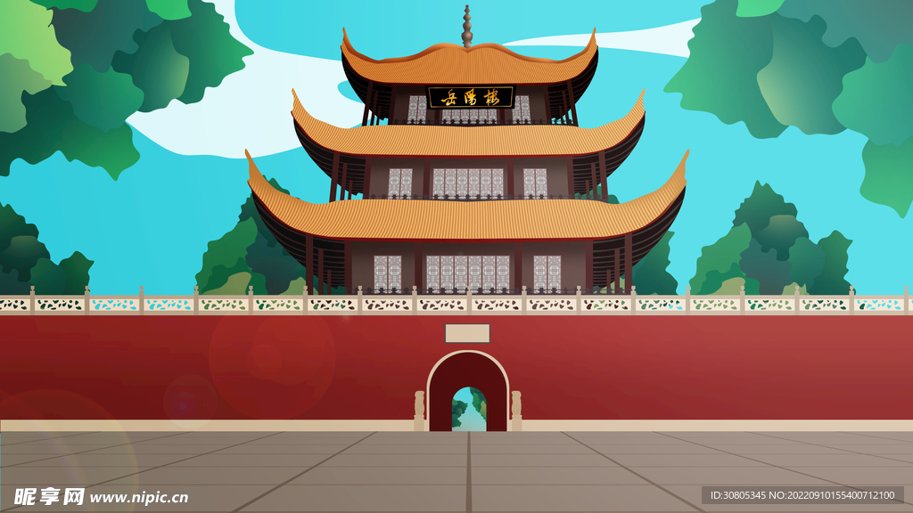 中国风建筑插画