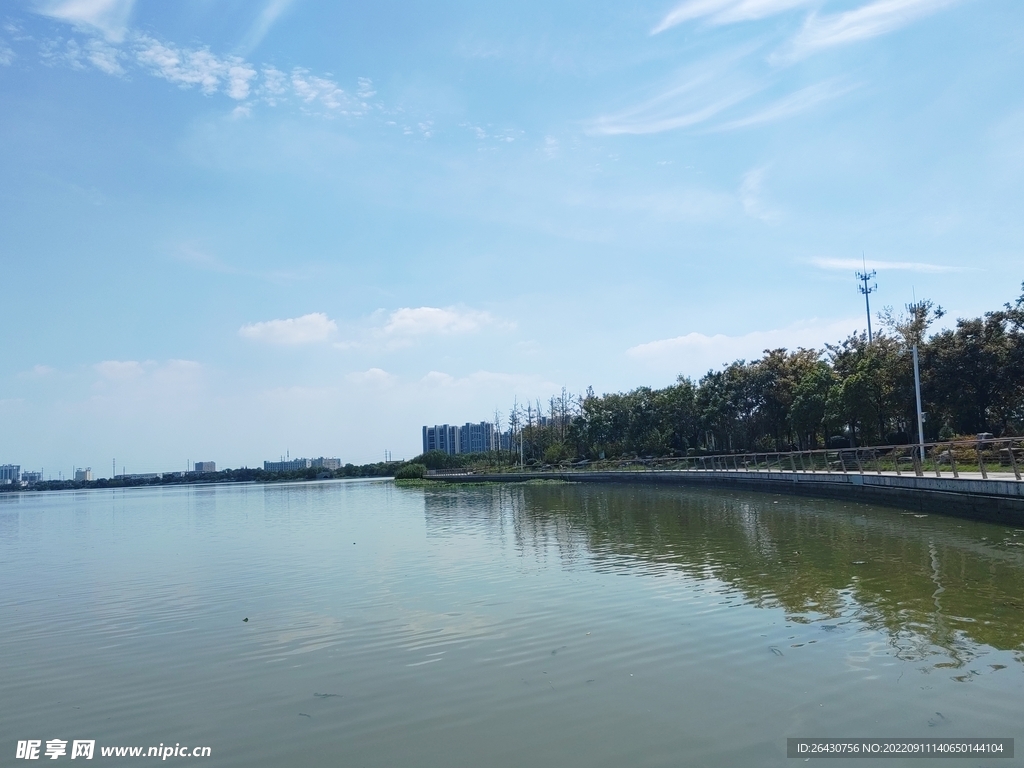 湿地公园湖边旅游步道