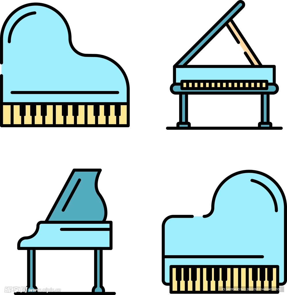 矢量钢琴图标logo