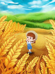 小麦穗 金黄 秋意 田园风光 